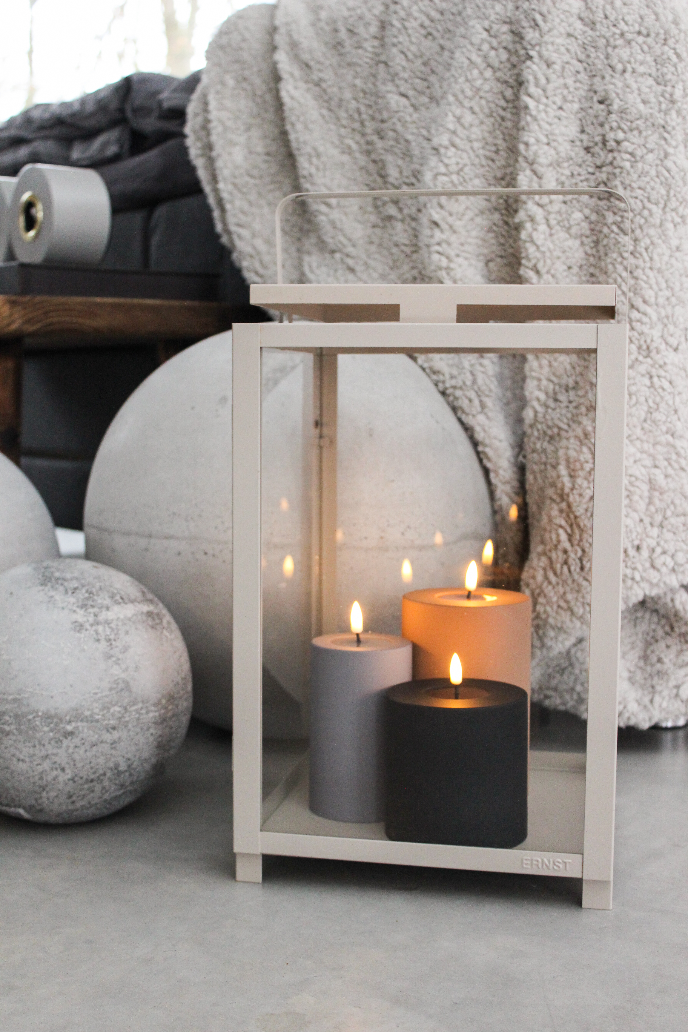 LED Stumpenkerze 7,5x12,5 - Grau