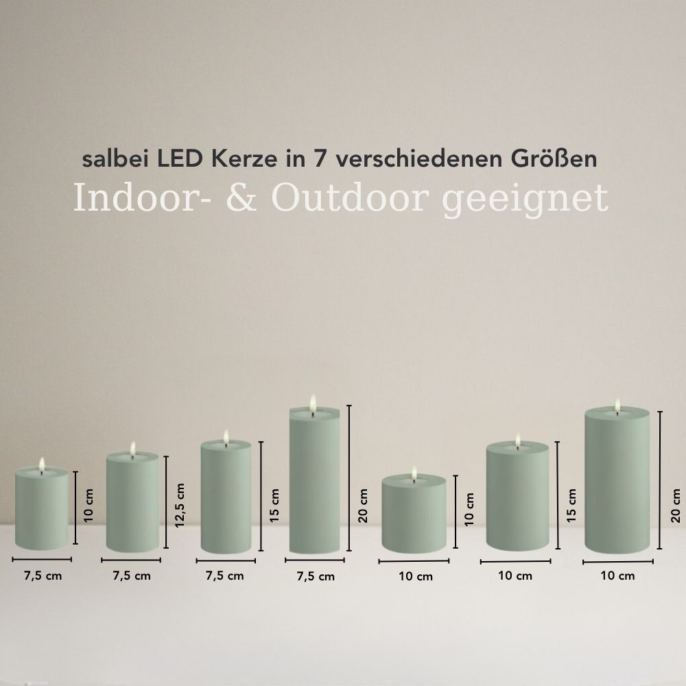 LED Stumpenkerze 7,5x10 - Salbei