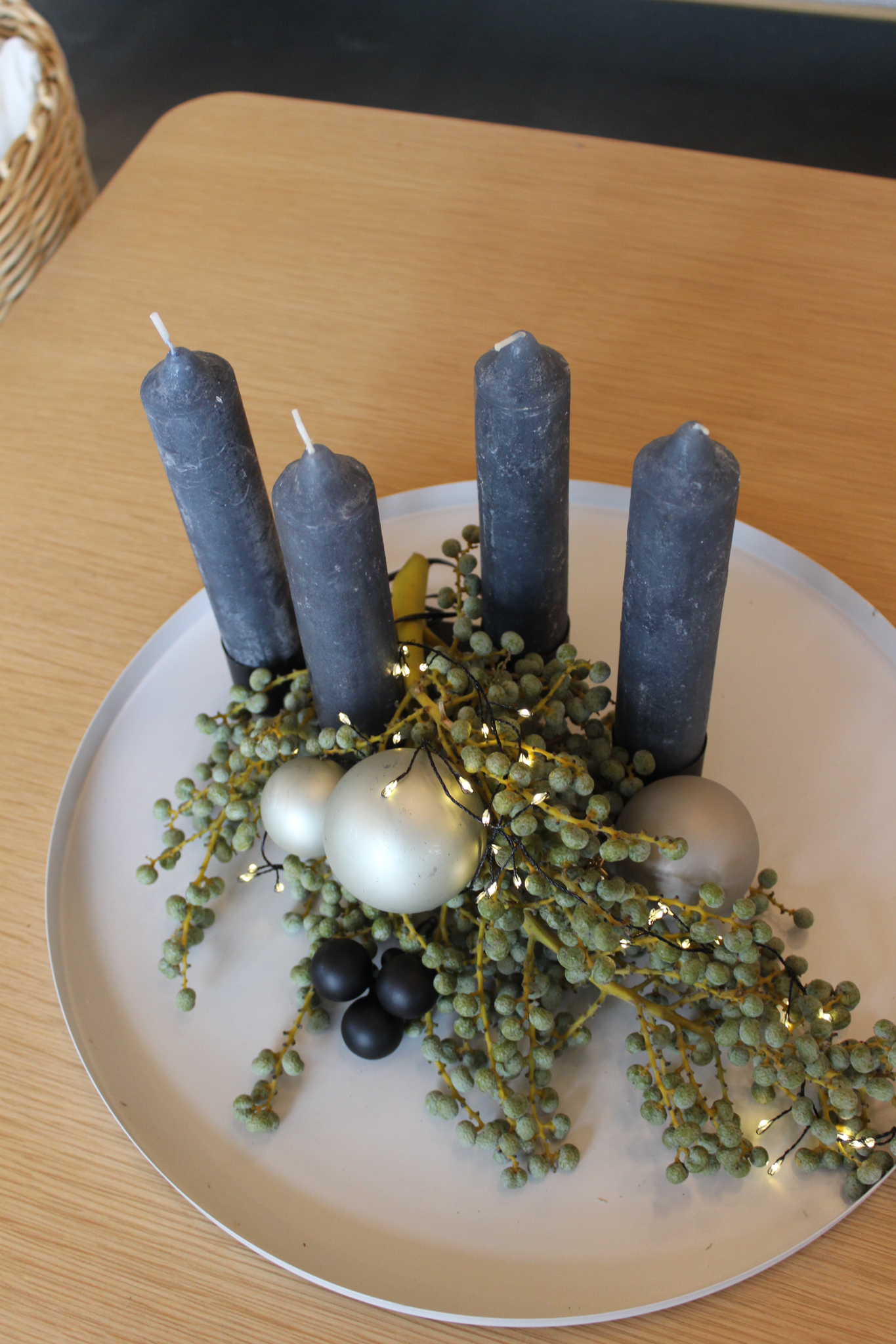 Kerze Berta klein - Graublau