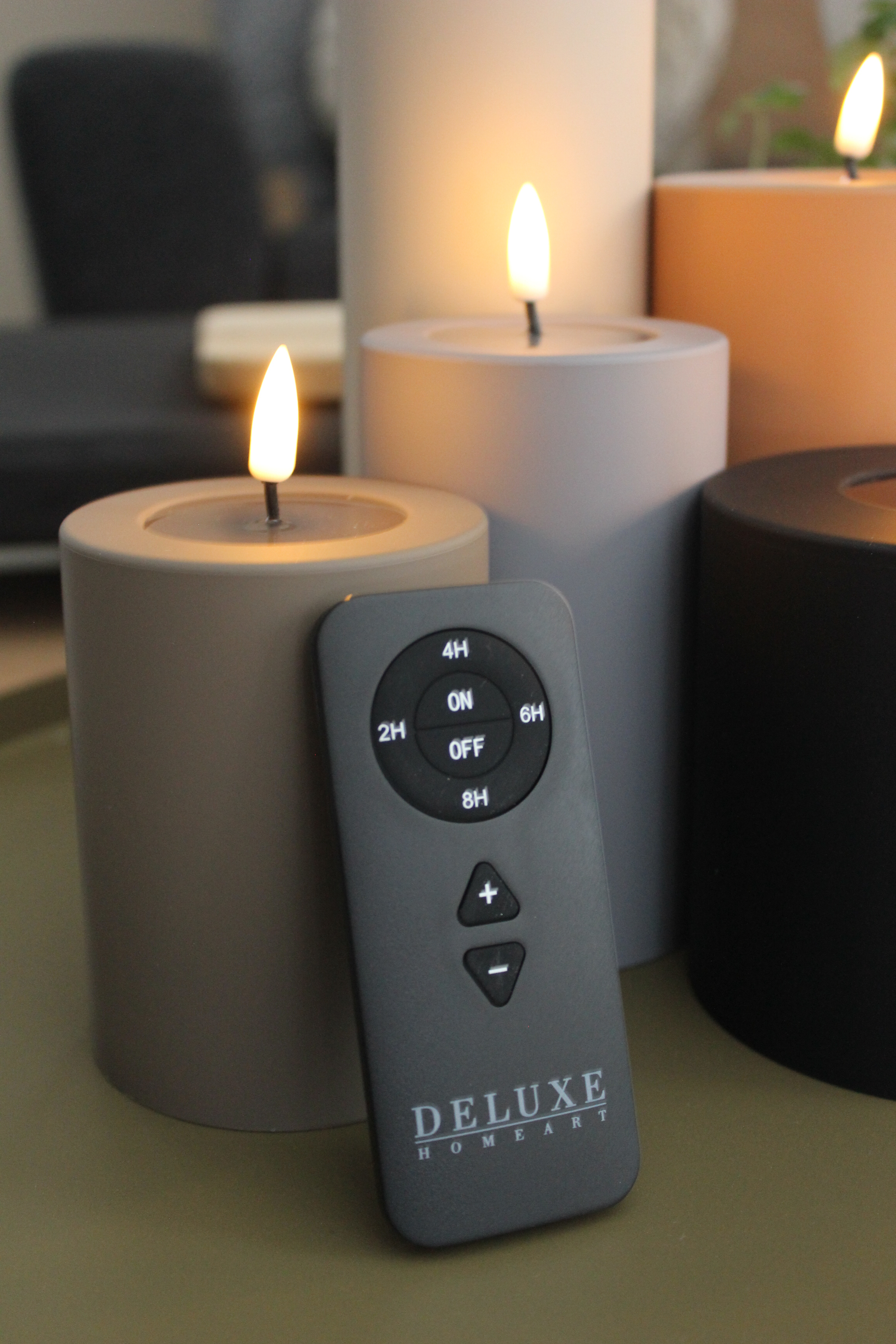 LED Stumpenkerze 7,5x15 - Taupe