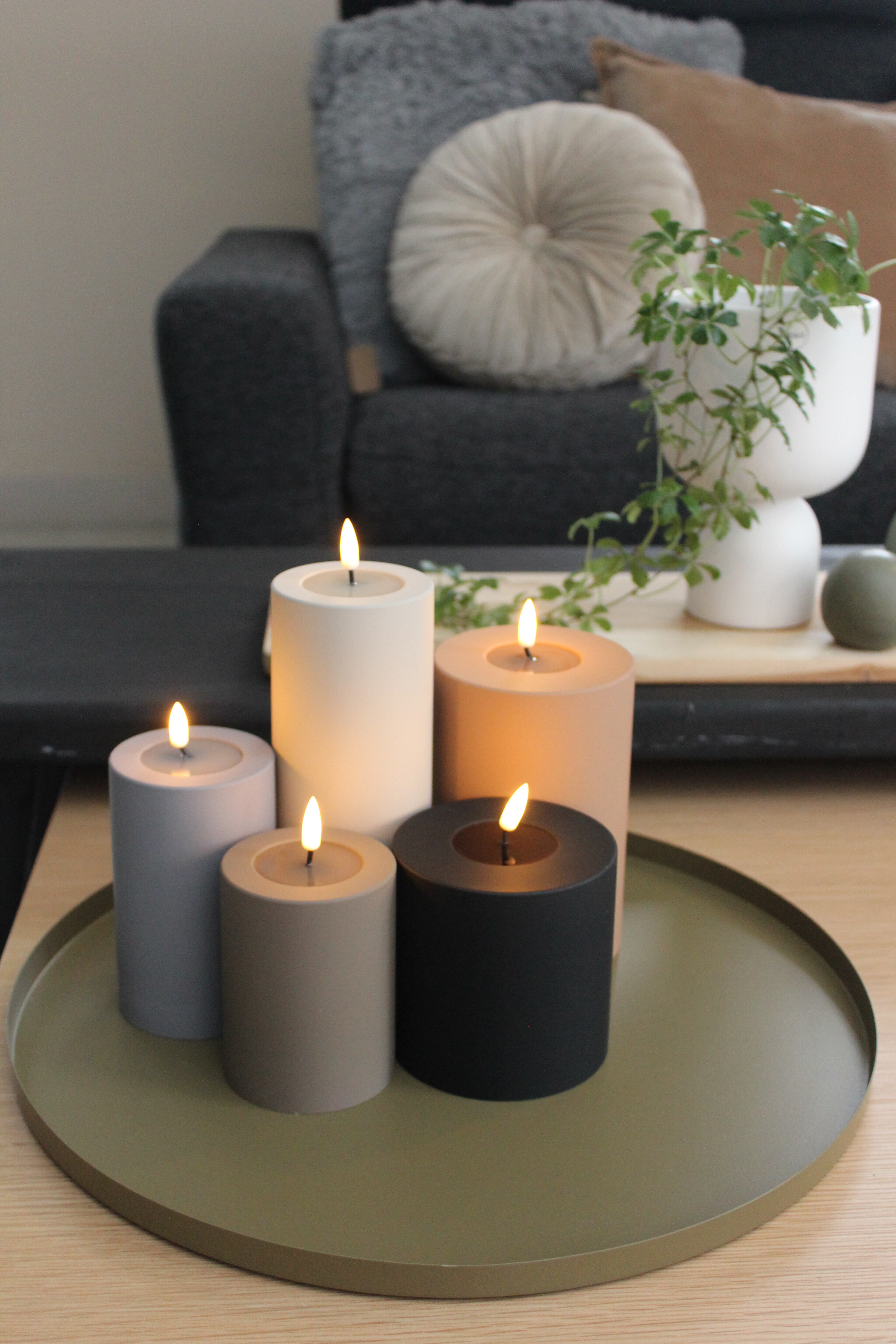 LED Stumpenkerze 10x10 - Grau